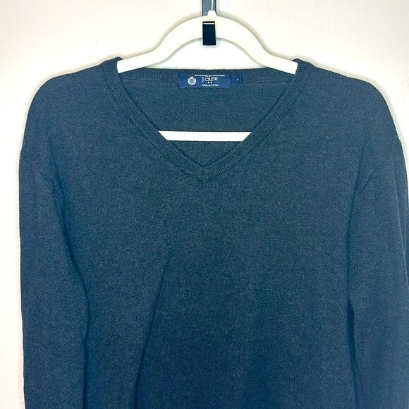 J Crew Black V-Neck Women’s Sweater 95% Cotton 5% Cashmere Large - Picture 3 of 4